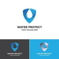 acqua proteggere logo design modello-scudo logo accompagnato gocce di acqua. vettore