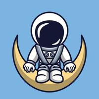 carino astronauta sedersi su Luna vettore