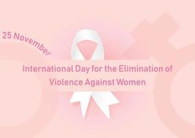 il giorno e nome di eliminazione violenza contro donne formulazione su bianca nastro e donna simbolo e rosa sfondo. tutti nel vettore design.