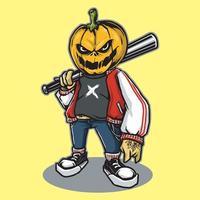 vettore illustrazione di Halloween zucca personaggio