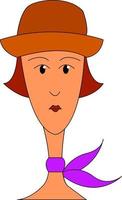 donna nel rosso cappello, vettore o colore illustrazione.