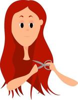ragazza con rosso capelli, illustrazione, vettore su bianca sfondo.