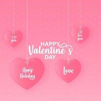 offerta di vendita di san valentino, modello di banner. cuore rosa con scritte, isolato su sfondo blu. tag di vendita del cuore di San Valentino. design del poster del mercato del negozio. vettore