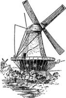 mulino a vento, Vintage ▾ illustrazione. vettore