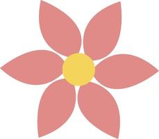 rosa fiore con sei petali, illustrazione, vettore, su un' bianca sfondo. vettore