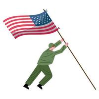 soldato sollevamento Stati Uniti d'America bandiera vettore