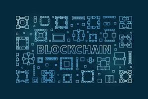 blockchain concetto vettore linea orizzontale blu illustrazione