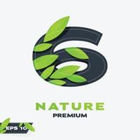 numerico 6 natura le foglie logo vettore