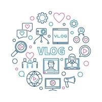 video blog vettore il giro concetto creativo lineare illustrazione