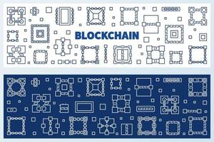 block-chain lineare vettore concetto orizzontale banner impostato