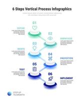 6 passaggi verticale processi infografica vettore