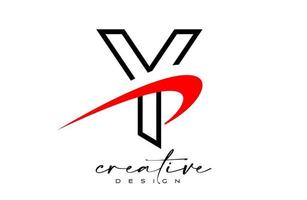 schema y lettera logo design con creativo rosso svolazzare. lettera y iniziale icona con curvo forma vettore