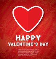 contento San Valentino giorno saluto carta con rosso cuore. vettore