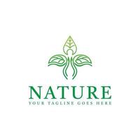 logo natura foglia persone linea arte vettore