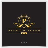 lettera p d'oro logo premio elegante modello vettore eps 10