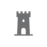 eps10 grigio vettore castello Torre astratto solido arte icona isolato su bianca sfondo. castello edificio simbolo nel un' semplice piatto di moda moderno stile per il tuo sito web disegno, logo, e mobile applicazione