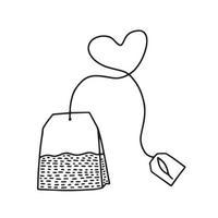 mano disegnato tè Borsa con cuore vettore illustrazione