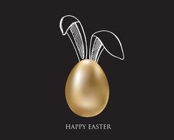 Buona Pasqua. orecchie di coniglio. uova d'oro. illustrazione disegnata a mano. vettore