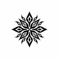 nero mandala tribale fiore simbolo logo su bianca sfondo. stampino decalcomania tatuaggio design. piatto vettore illustrazione.