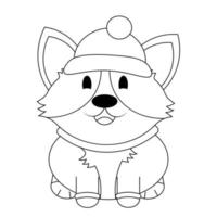 carino cane corgi con inverno cappello, sciarpa e guanto. disegnare nel nero e bianca vettore