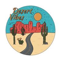 Arizona deserto vibrazioni con cactus e montagna. Stampa design per abbigliamento, adesivi, t camicia e altri. retrò Vintage ▾ illustrazione. vettore