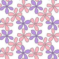 vettore senza soluzione di continuità modello con rosa e viola petalo primavera fiore fiore, illustrazione astratto flora disegno su bianca sfondo per moda tessuto tessile stampa, sfondo e carta involucro