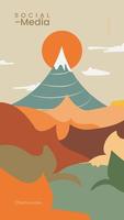 colorato semplice montagna con sociale media sfondo vettore