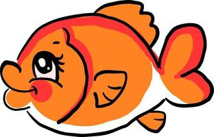 Grasso pesce rosso, illustrazione, vettore su bianca sfondo.