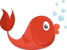 piccolo rosso pesce, illustrazione, vettore su bianca sfondo.