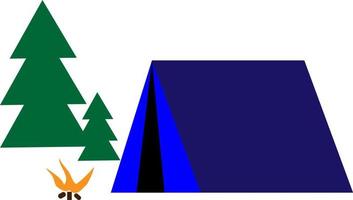 campeggio nel foresta, illustrazione, vettore, su un' bianca sfondo. vettore