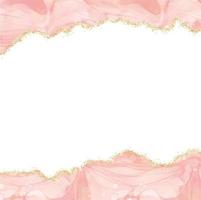 astratto pastello rosa acquerello alcool inchiostro telaio con oro luccichio. pastello marmo disegno effetto. llustration design modello per nozze invito vettore