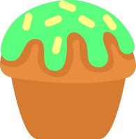 Cupcake con verde glassatura e spruzzatori su superiore, illustrazione, vettore su un' bianca sfondo