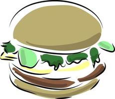 hamburger, illustrazione, vettore su bianca sfondo.
