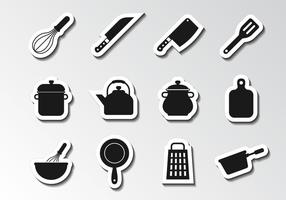 Vettore libero delle icone degli utensili della cucina