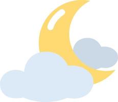 Luna con nuvole, illustrazione, vettore su bianca sfondo.