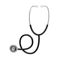 3d medico stetoscopio attrezzatura. simbolo medicinale, benessere e in linea assistenza sanitaria concetto. isolato icona realistico vettore illustrazione su bianca trasparente sfondo