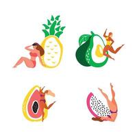 illustrazioni di ragazze con frutta vettore