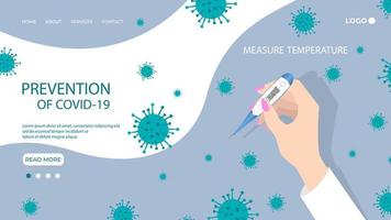 temperatura misurazione.sicurezza le misure durante il coronavirus e influenza pandemie.i concetto di protezione nel covid19. piatto vettore illustrazione.il modello di il atterraggio pagina.