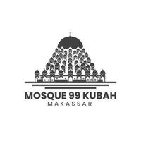 creativo modello logo moschea 99 kubah makassar vettore