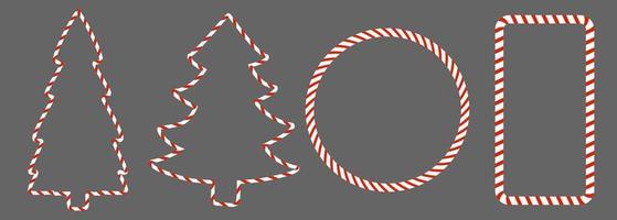caramella caramella canna nel modulo di cerchio, forma di Natale albero. bianca rosso confine. vettore isolato.