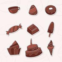 set di elementi di cioccolato disegnati a mano vettore