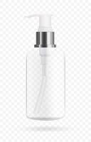 cosmetico bottiglia con distributore per sapone e cosmetici. modello di confezione per liquidi. vettore 3d illustrazione.