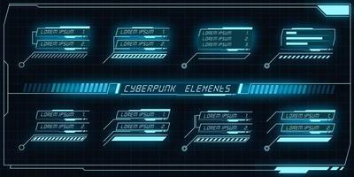 scifi futuristico controllo pannello collezione di hud elementi gui vr ui design cyberpunk retrò stile. vettore