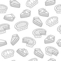 torta senza soluzione di continuità modello scarabocchio schema vettore. struttura per sfondo, menù, tessuto, avvolgere. schema disegni su bianca vettore