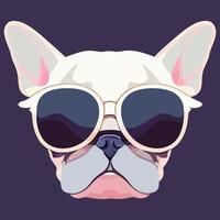 illustrazione vettore grafico di freddo francese bulldog testa indossare occhiali da sole isolato bene per logo, icona, mascotte, Stampa o personalizzare il tuo design
