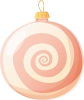 Natale rosa bianca caramella tradizionale palla nel realistico cartone animato stile. vettore