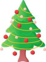 bella Natale albero decorato palle e ghirlande vettore