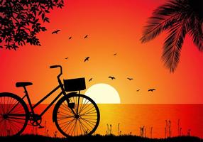 Vettore libero di tramonto della spiaggia di Bicicleta