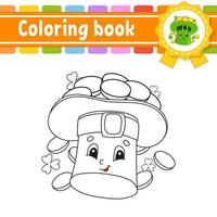 colorazione libro per bambini. allegro carattere. carino cartone animato stile. nero contorno silhouette. isolato su bianca sfondo. vettore illustrazione.