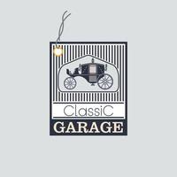 Vintage ▾ carrozza classico carro box auto logo modello design per marca o azienda e altro vettore